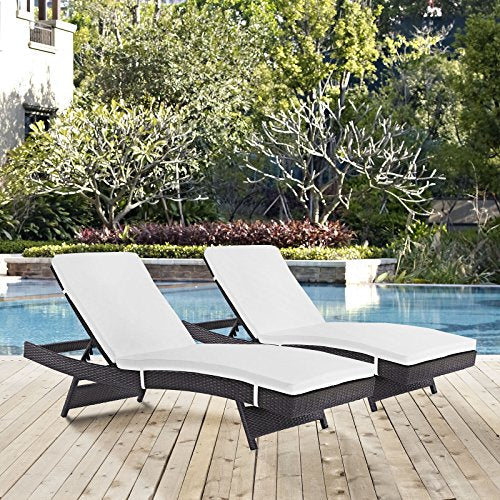 Modway Convene Wicker Rattan Outdoor Patio Chaise Lounge Chair in Espresso