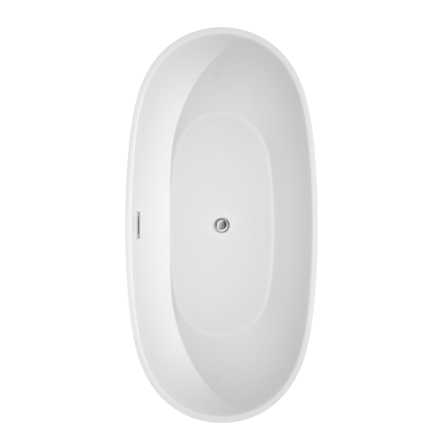 Juno 67 Inch Freestanding Bathtub in White with Floor Mounted Faucet, Drain and Overflow Trim in Polished Chrome