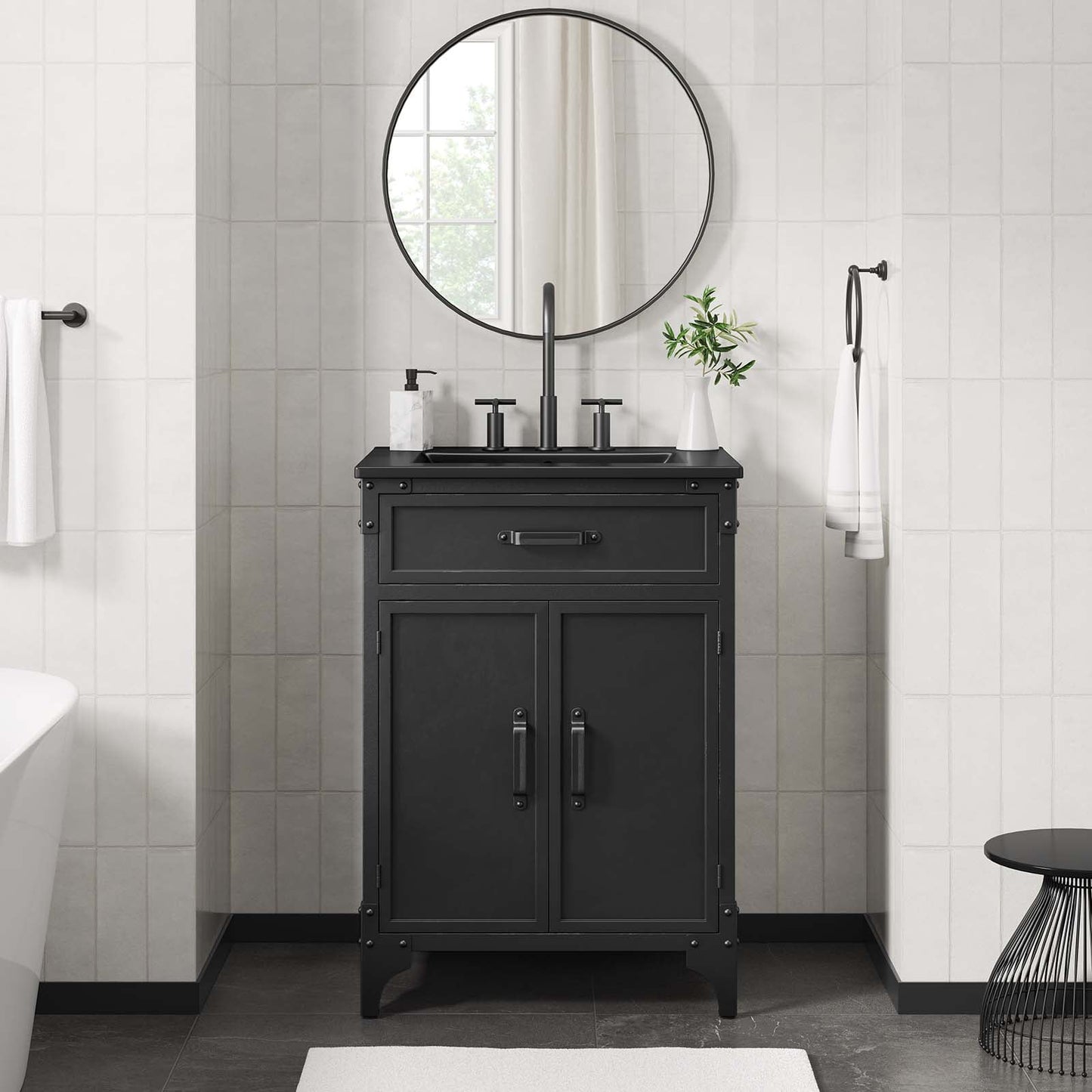 Modway Steamforge 24" Bathroom Vanity in Black Black