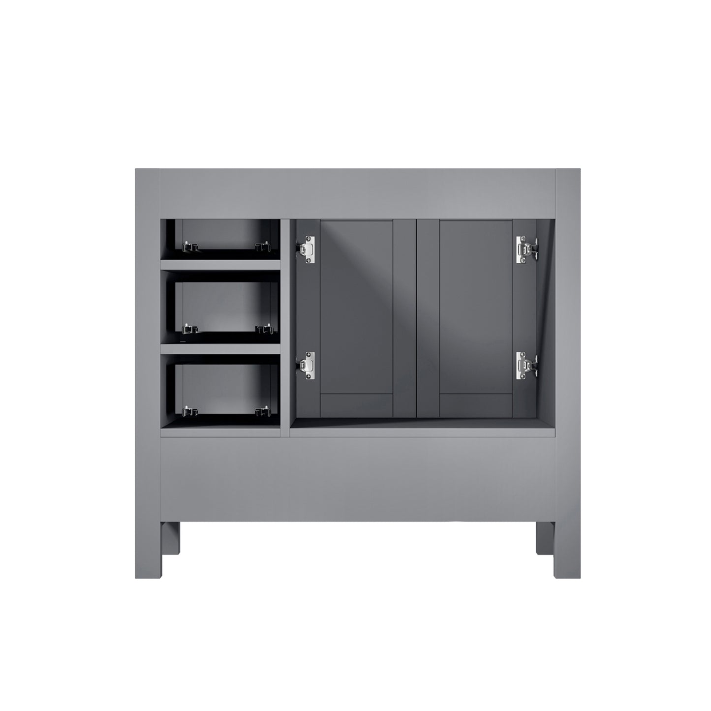 Jacques 36" Distressed Grey Single Vanity, no Top and 34" Mirror - Left Version