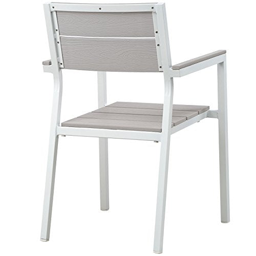 Modway Maine Dining Outdoor Patio Armchair in White Light Gray