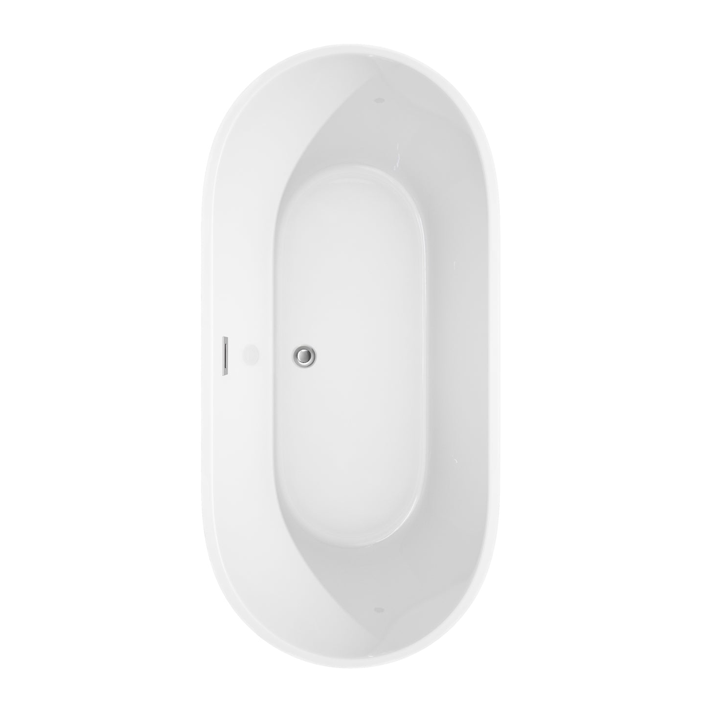 Carissa 67 Inch Freestanding Bathtub in White with Floor Mounted Faucet, Drain and Overflow Trim in Polished Chrome