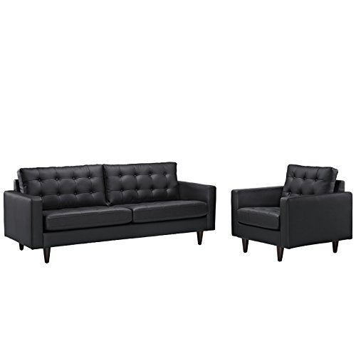 Modway Empress Left-Facing Leather Sectional Sofa in Black