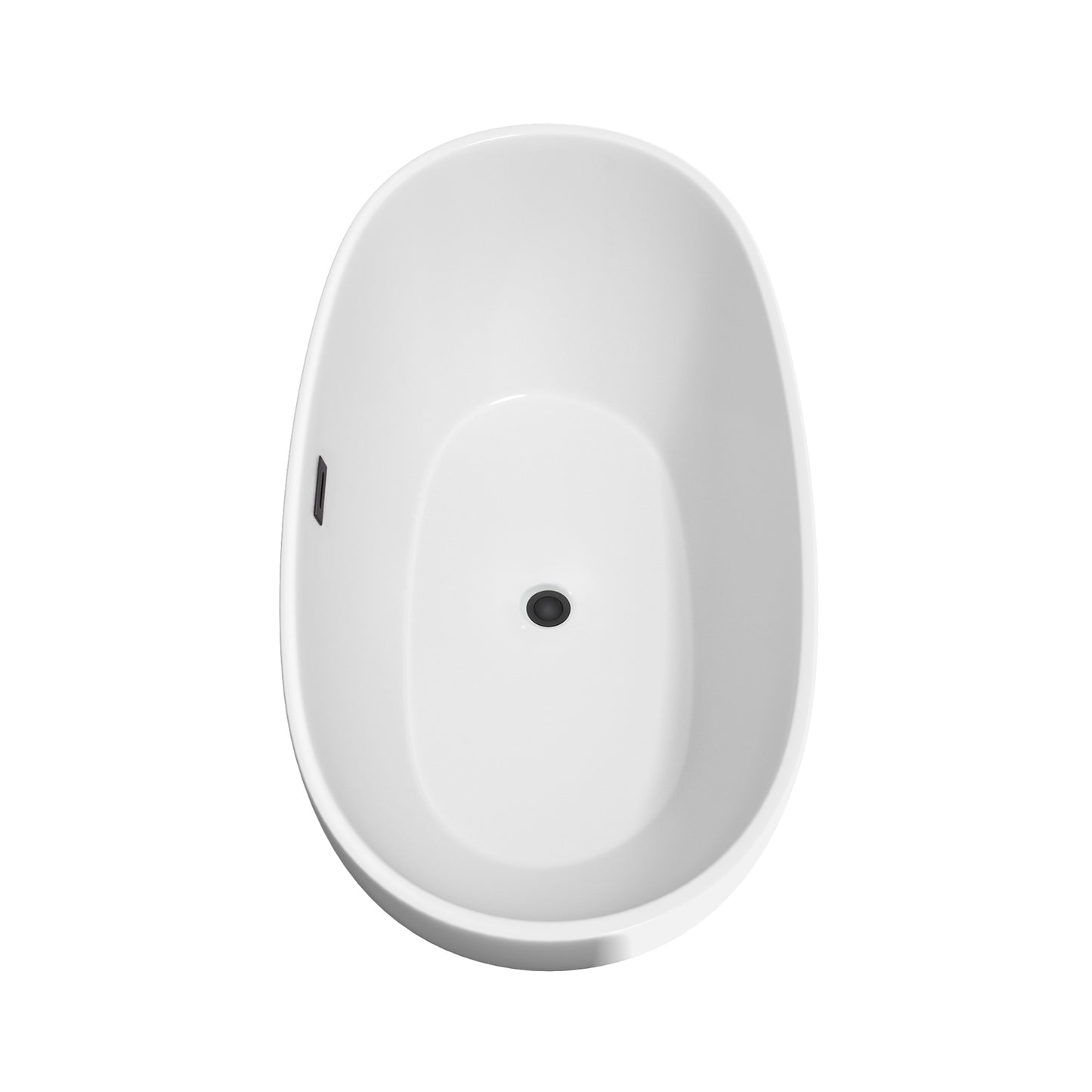 Juno 63 Inch Freestanding Bathtub in White with Floor Mounted Faucet, Drain and Overflow Trim in Matte Black