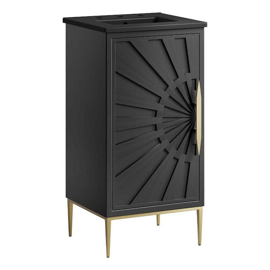 Modway Awaken 18" Solid Wood and MDF Bathroom Vanity in Black