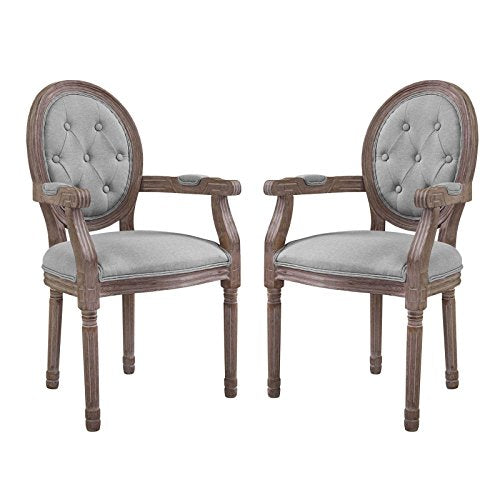 Modway Arise Vintage French Weathered Wood Dining Side Chair in Beige