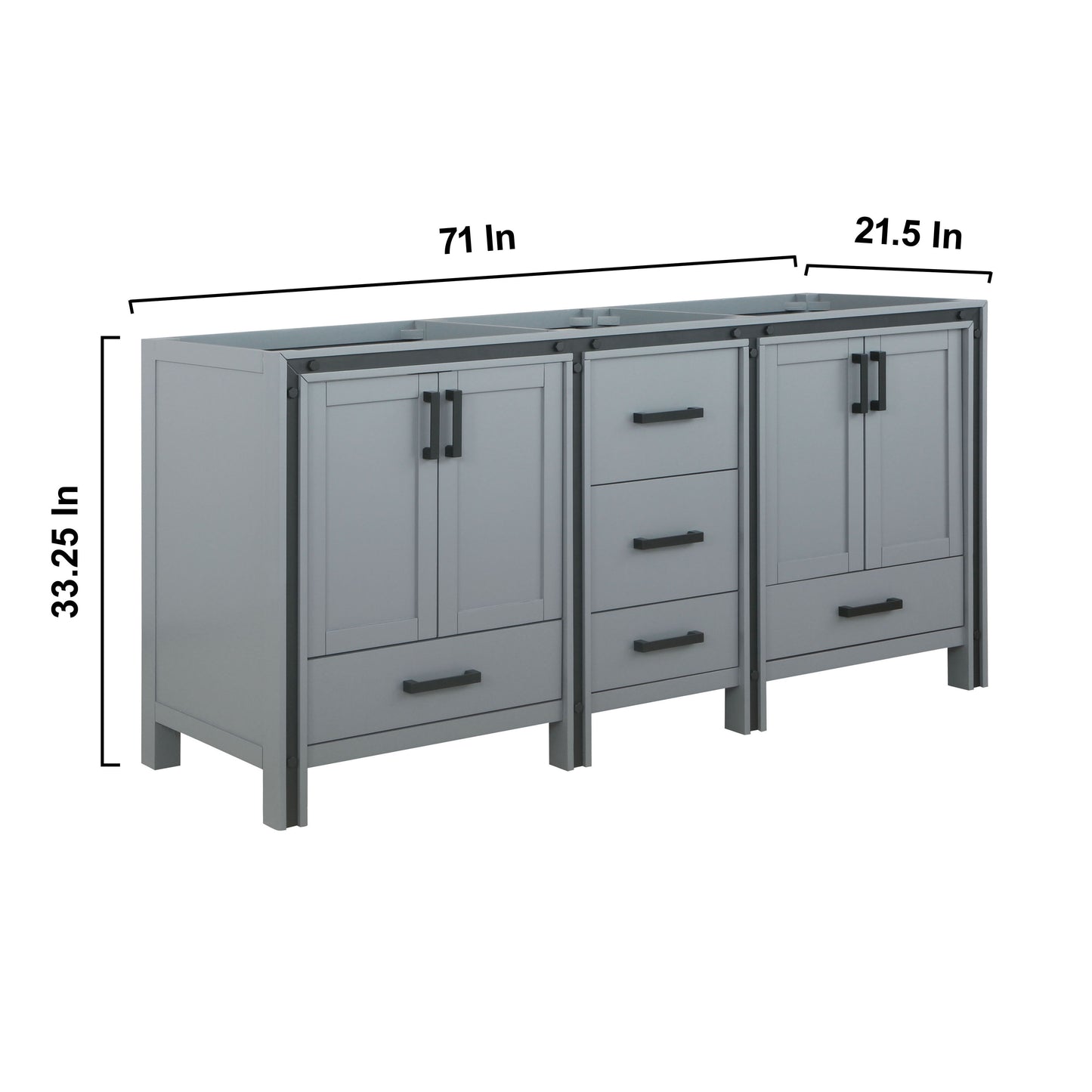 Ziva 72" Dark Grey Vanity Cabinet Only