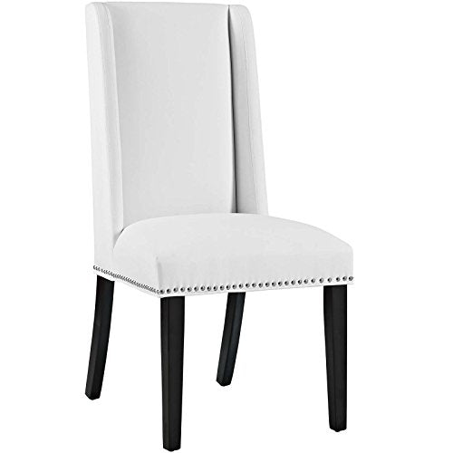 Modway Baron Modern Tall Back Wood Faux Leather Upholstered Parsons Kitchen and Dining Room Chair