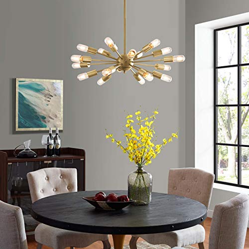 Modway EEI-3274 Resolve Antique Brass Ceiling Light Pendant Chandelier in, Yellow