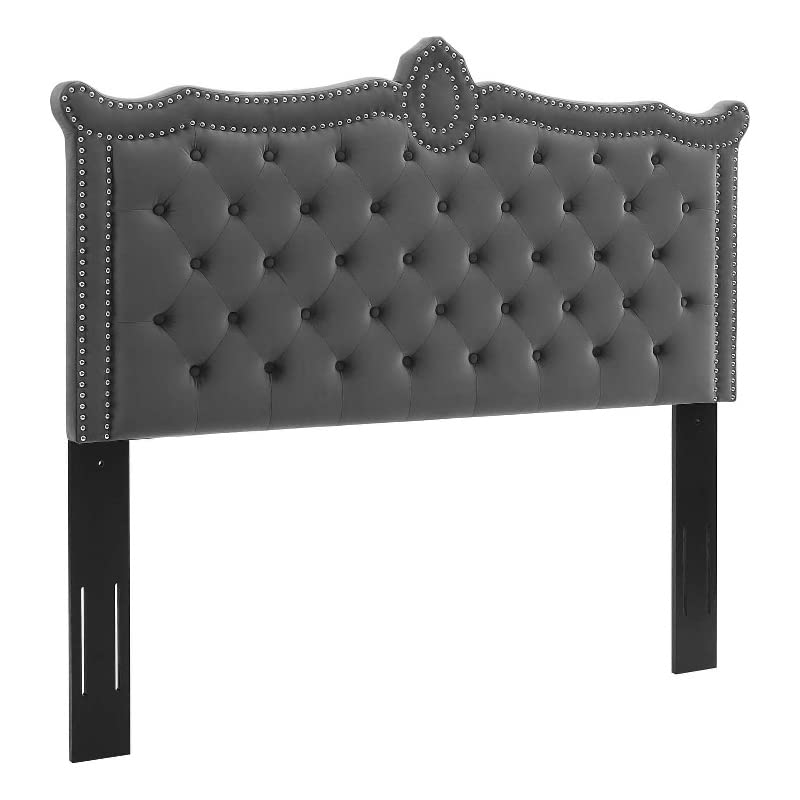 Modway Louisa Tufted Performance Velvet Full/Queen Headboard in Charcoal