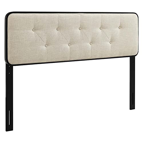 Modway Collins Tufted Fabric and Wood King Headboard in Black Beige