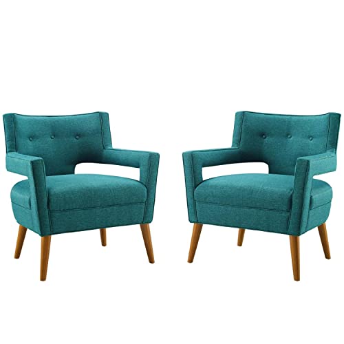 Modway Sheer Upholstered Fabric Armchair Set of 2, Sand