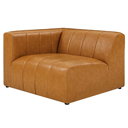 Modway Bartlett Channel Tufted Vegan Leather Sectional Sofa Left-Arm Chair in Tan