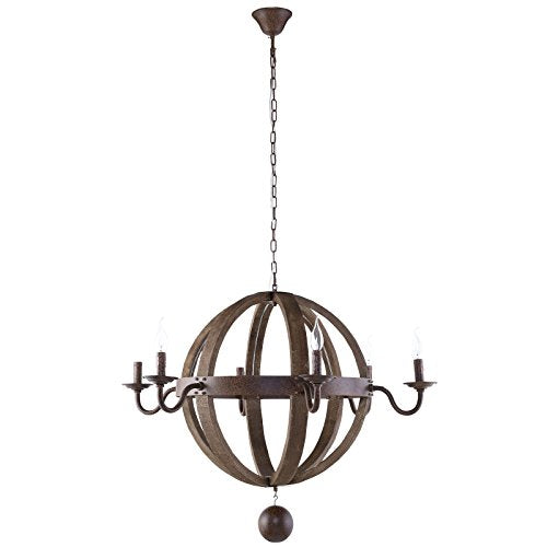 Modway EEI-1569 Catapult Modern Farmhouse Vintage Wood Chandelier in Antique Brass Antique Brass