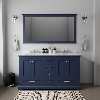 Lexora Dukes 60 in. Navy Blue Double Sink Bath Vanity