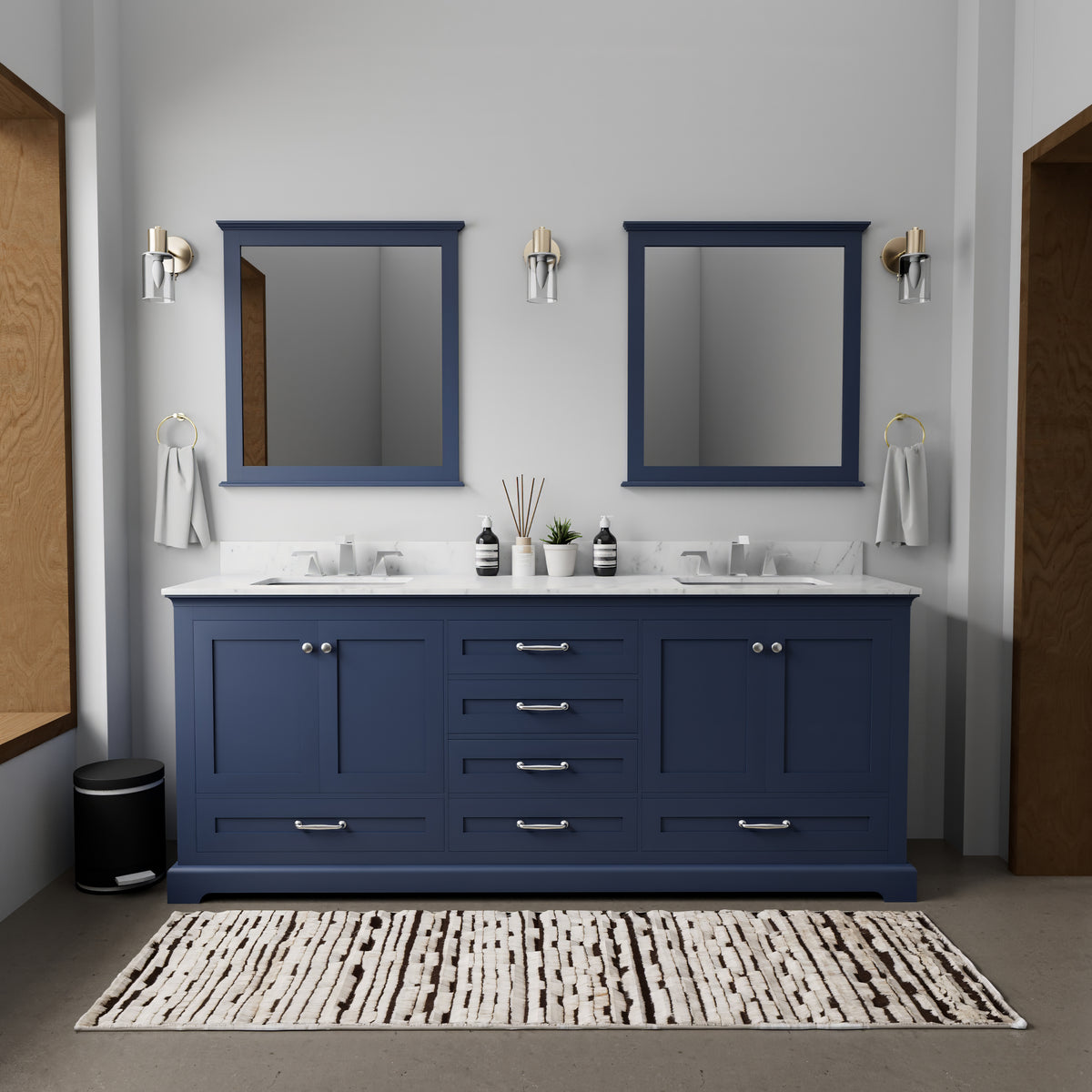 Lexora Dukes 80 in. Navy Blue Double Sink Bath Vanity