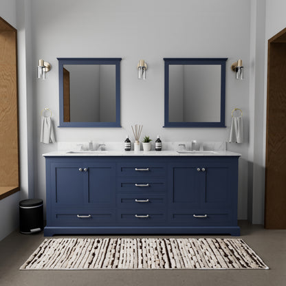 Lexora Dukes 80 in. Navy Blue Double Sink Bath Vanity