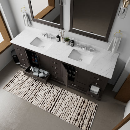 Lexora Dukes 84 in. Espresso Double Sink Bath Vanity