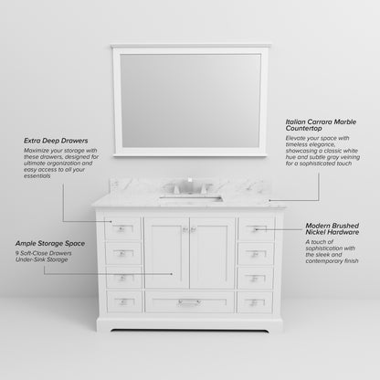 Lexora Dukes 48 in. White Single Sink Bath Vanity