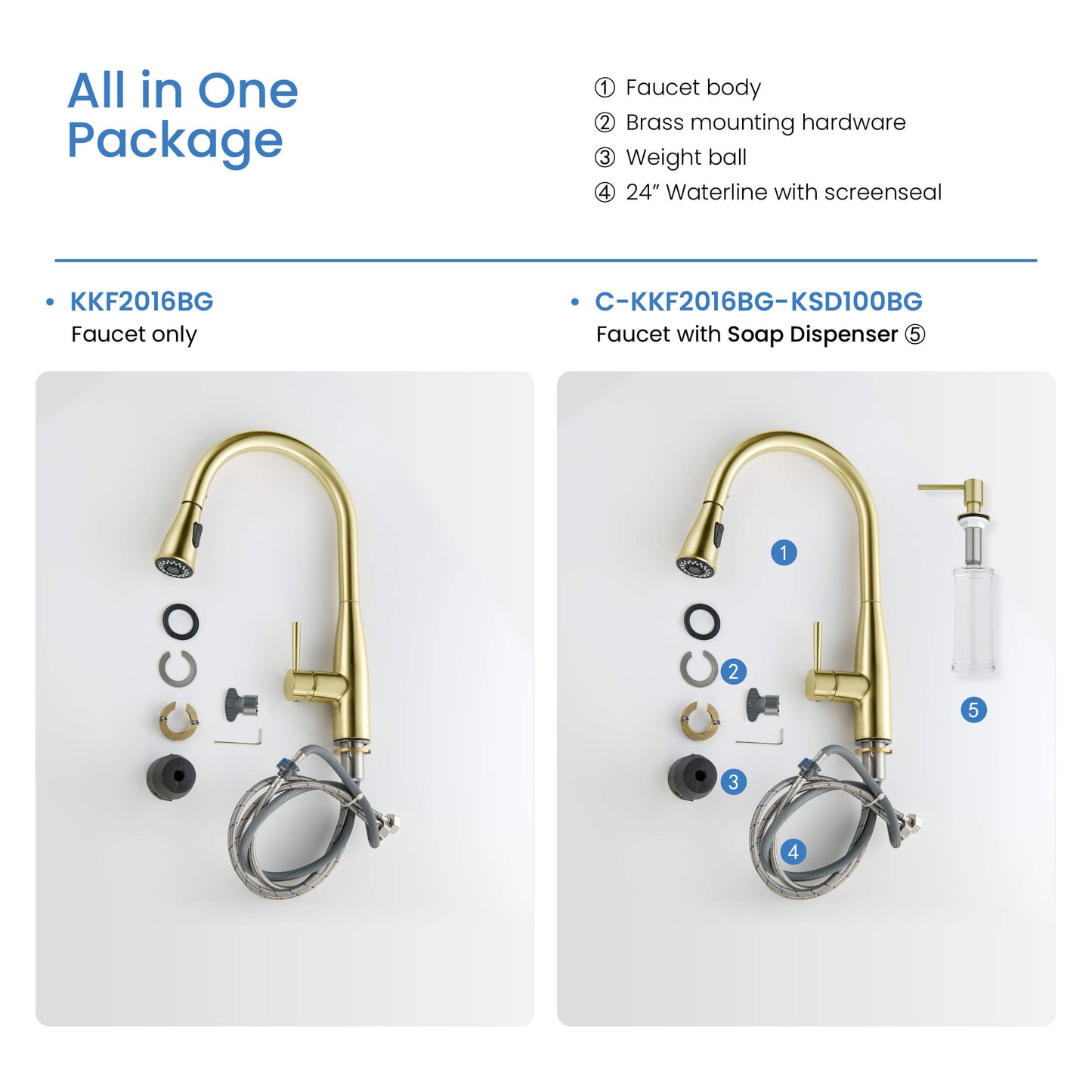 Bari-T Single Handle Pull Down Kitchen Sink Faucet – KKF2016