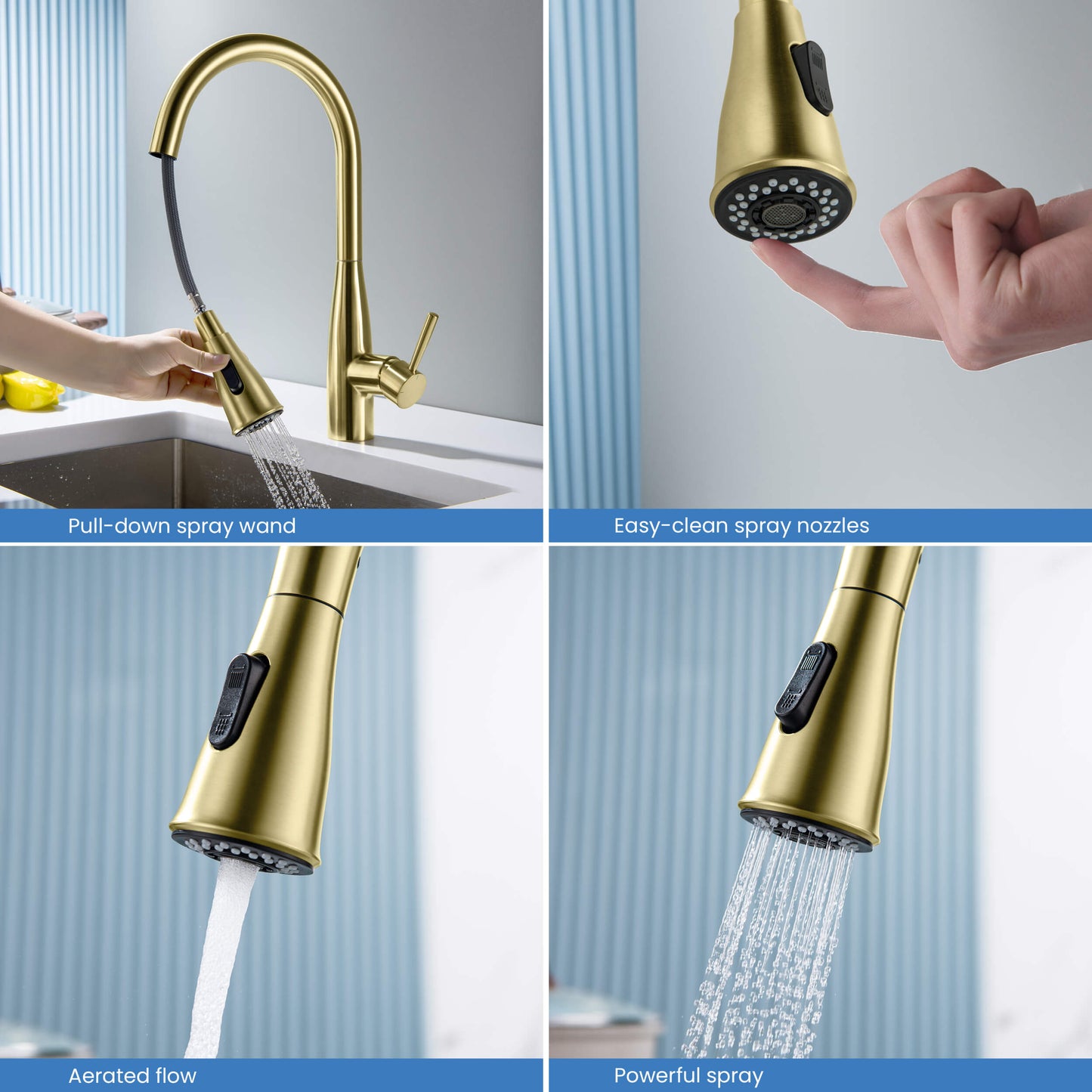 Bari-T Single Handle Pull Down Kitchen Sink Faucet – KKF2016