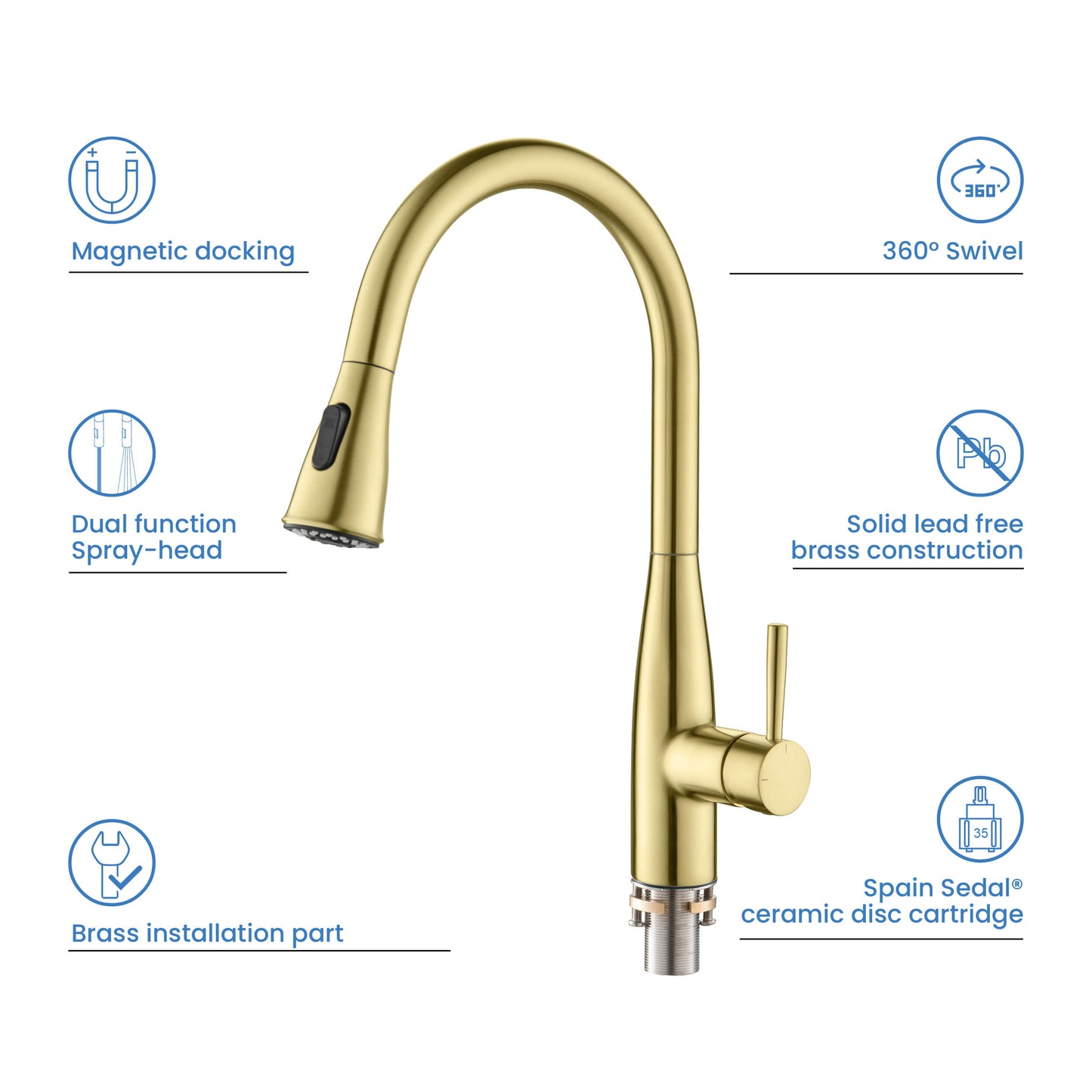 Bari-T Single Handle Pull Down Kitchen Sink Faucet – KKF2016