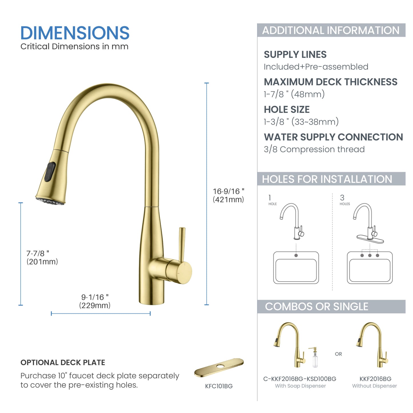 Bari-T Single Handle Pull Down Kitchen Sink Faucet – KKF2016