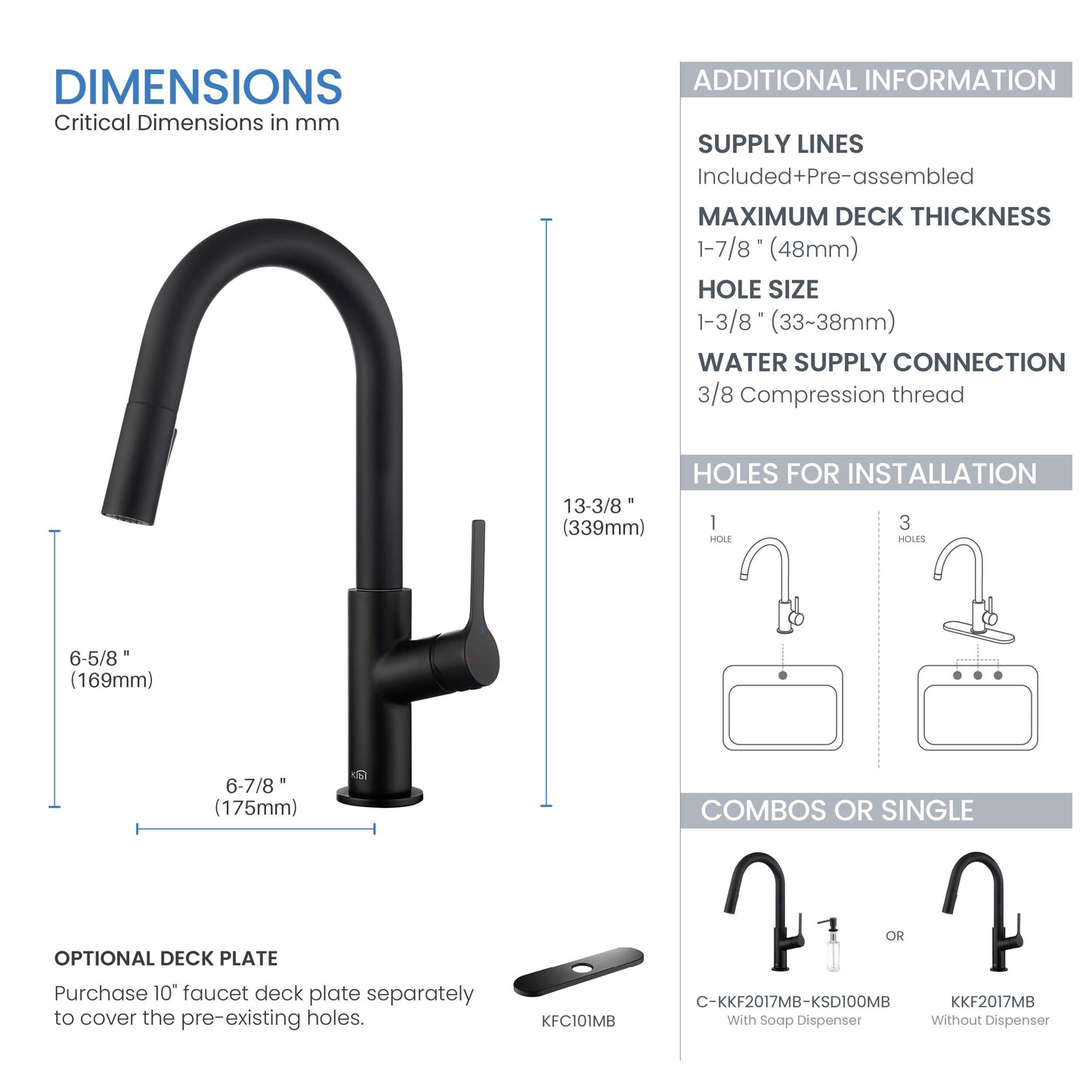 Fusion Single Handle Pull Down Kitchen & Bar Sink Faucet – KKF2017