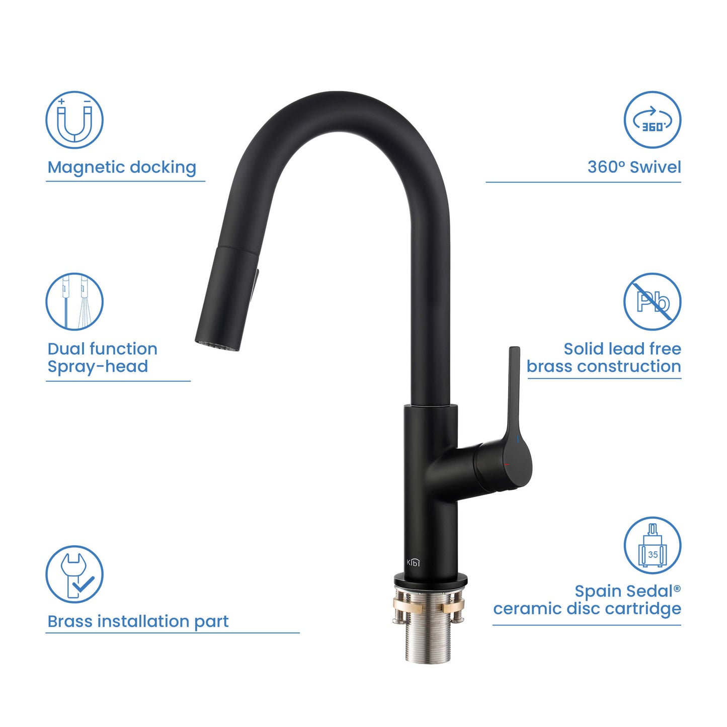 Fusion Single Handle Pull Down Kitchen & Bar Sink Faucet – KKF2017