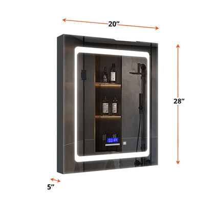 Lexora Bracciano 20 in. W x 28 in. H Surface-Mount LED Mirror Medicine Cabinet with Defogger
