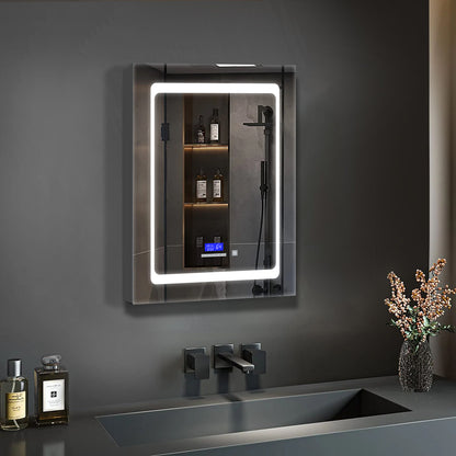 Lexora Bracciano 20 in. W x 28 in. H Surface-Mount LED Mirror Medicine Cabinet with Defogger