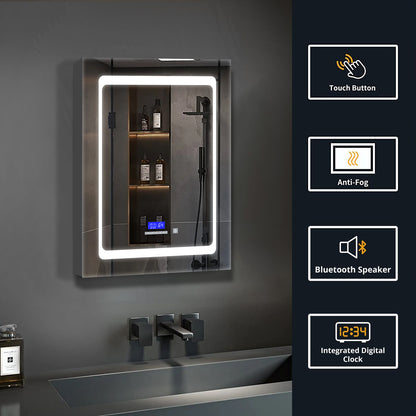 Lexora Bracciano 20 in. W x 32 in. H Surface-Mount LED Mirror Medicine Cabinet with Defogger