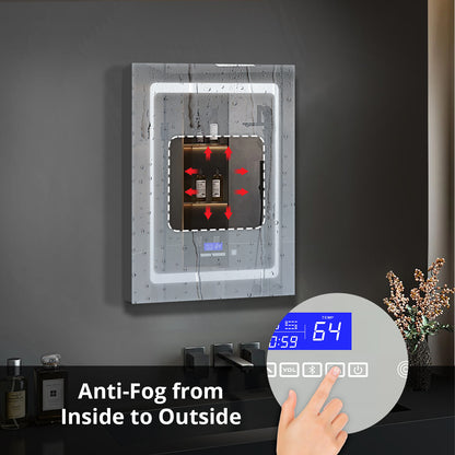 Lexora Bracciano 20 in. W x 32 in. H Surface-Mount LED Mirror Medicine Cabinet with Defogger