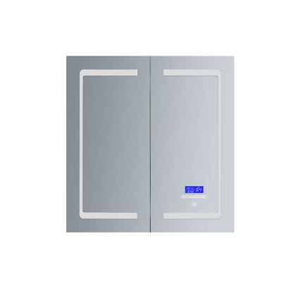 Lexora Bracciano 24 in. W x 28 in. H Surface-Mount LED Mirror Medicine Cabinet with Defogger