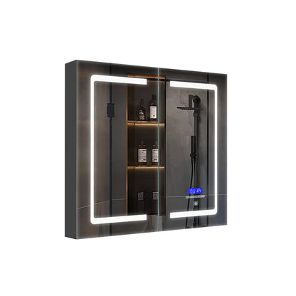Lexora Bracciano 24 in. W x 28 in. H Surface-Mount LED Mirror Medicine Cabinet with Defogger