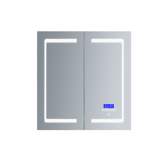 Lexora Bracciano 24 in. W x 28 in. H Surface-Mount LED Mirror Medicine Cabinet with Defogger