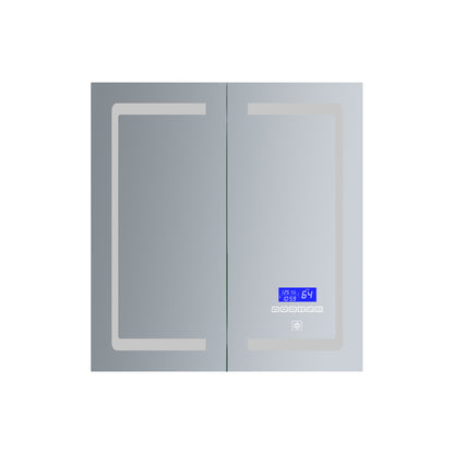 Lexora Bracciano 24 in. W x 30 in. H Surface-Mount LED Mirror Medicine Cabinet with Defogger