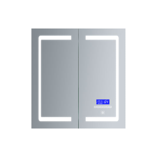 Lexora Bracciano 24 in. W x 30 in. H Surface-Mount LED Mirror Medicine Cabinet with Defogger