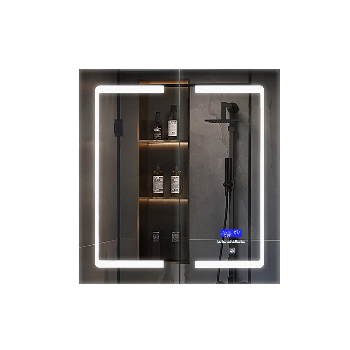 Lexora Bracciano 24 in. W x 30 in. H Surface-Mount LED Mirror Medicine Cabinet with Defogger