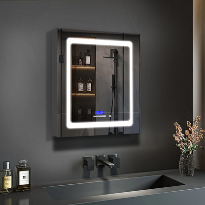 Lexora Bracciano 24 in. W x 32 in. H Surface-Mount LED Mirror Medicine Cabinet with Defogger