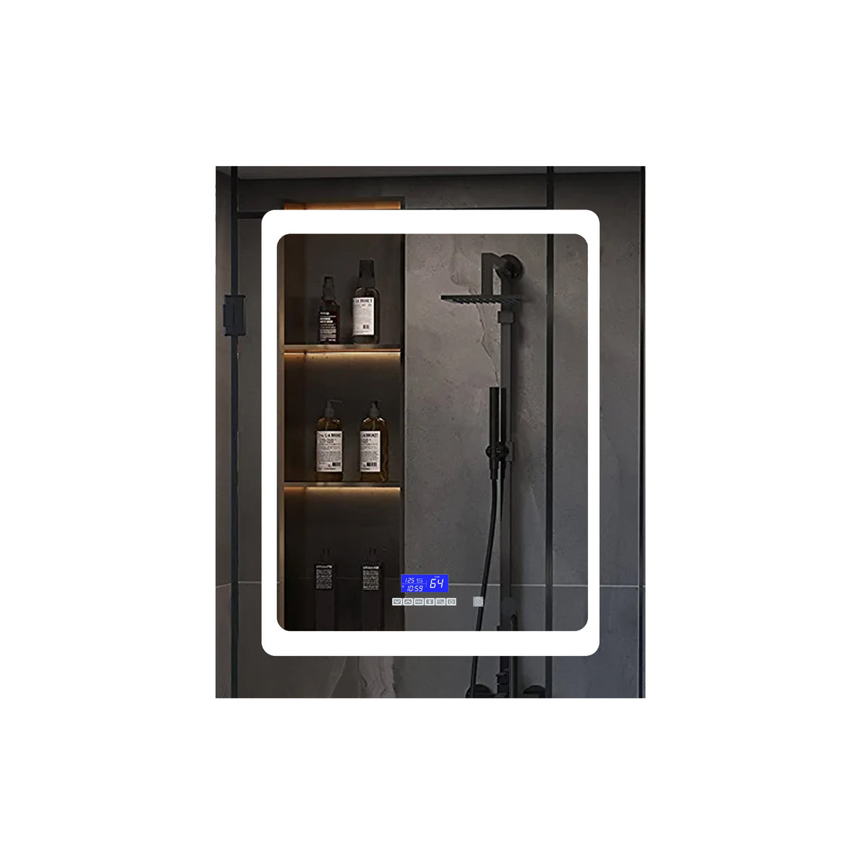 Lexora Bracciano 24 in. W x 32 in. H Surface-Mount LED Mirror Medicine Cabinet with Defogger