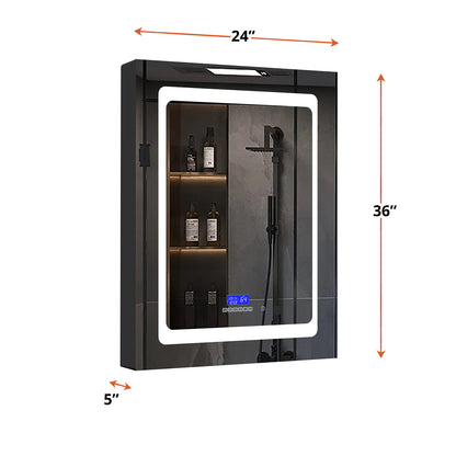 Lexora Bracciano 24 in. W x 36 in. H Surface-Mount LED Mirror Medicine Cabinet with Defogger