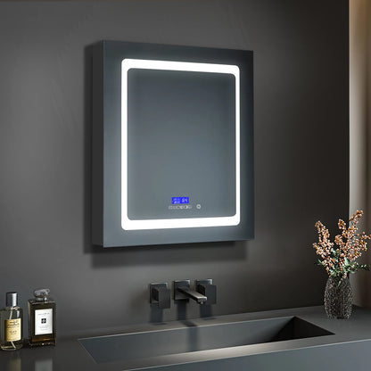 Lexora Bracciano 24 in. W x 36 in. H Surface-Mount LED Mirror Medicine Cabinet with Defogger