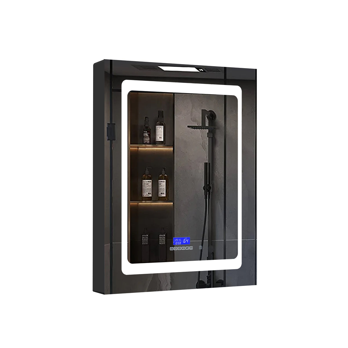 Lexora Bracciano 24 in. W x 36 in. H Surface-Mount LED Mirror Medicine Cabinet with Defogger