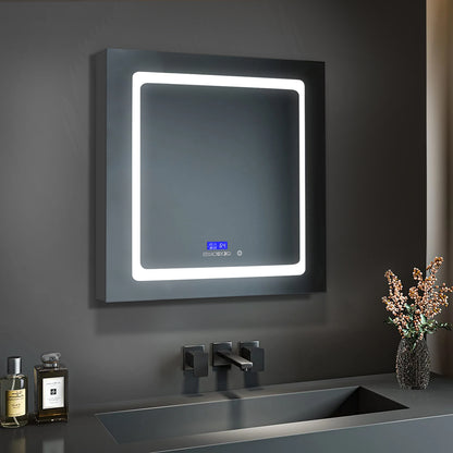 Lexora Bracciano 30 in. W x 32 in. H Surface-Mount LED Mirror Medicine Cabinet with Defogger