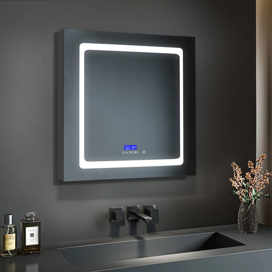 Lexora Bracciano 30 in. W x 32 in. H Surface-Mount LED Mirror Medicine Cabinet with Defogger