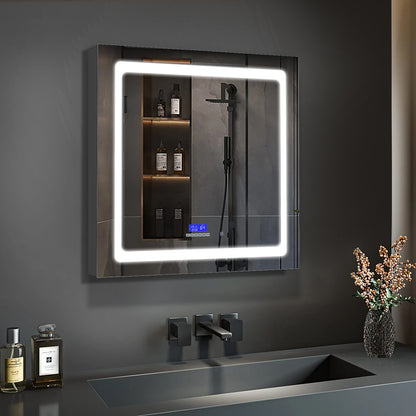 Lexora Bracciano 30 in. W x 32 in. H Surface-Mount LED Mirror Medicine Cabinet with Defogger