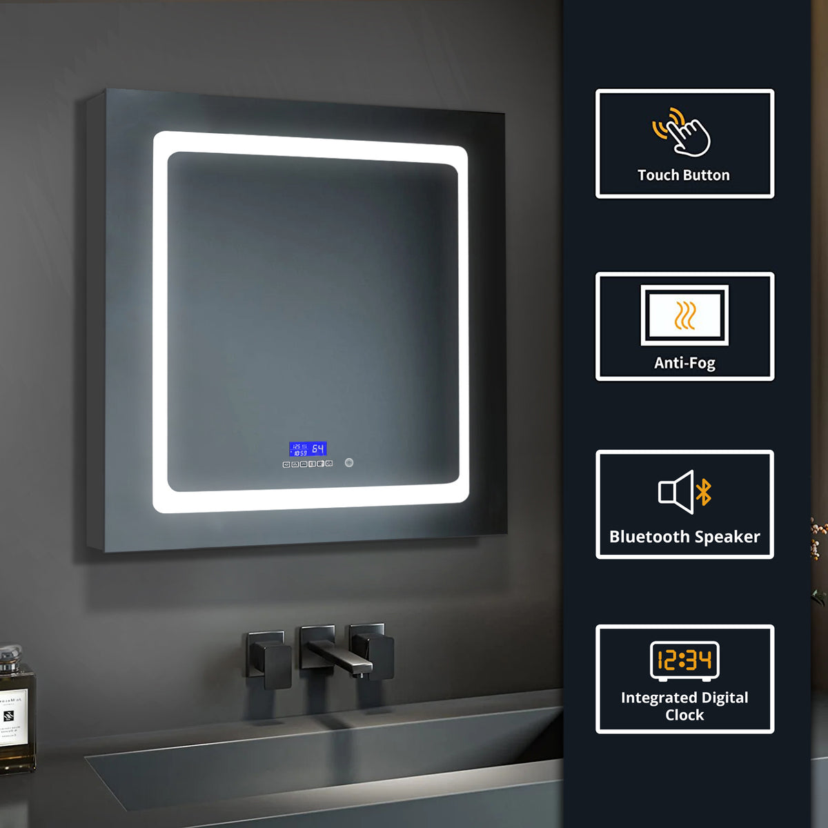 Lexora Bracciano 30 in. W x 32 in. H Surface-Mount LED Mirror Medicine Cabinet with Defogger