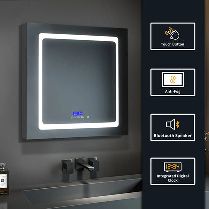 Lexora Bracciano 30 in. W x 32 in. H Surface-Mount LED Mirror Medicine Cabinet with Defogger