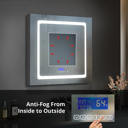 Lexora Bracciano 30 in. W x 32 in. H Surface-Mount LED Mirror Medicine Cabinet with Defogger